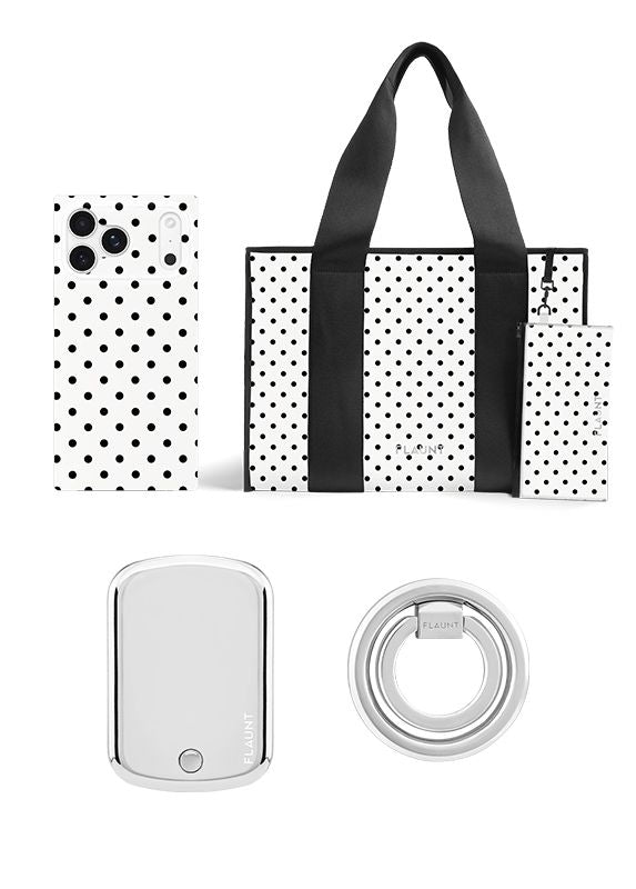 White Polka Dot Everyday Tote Bundle Set