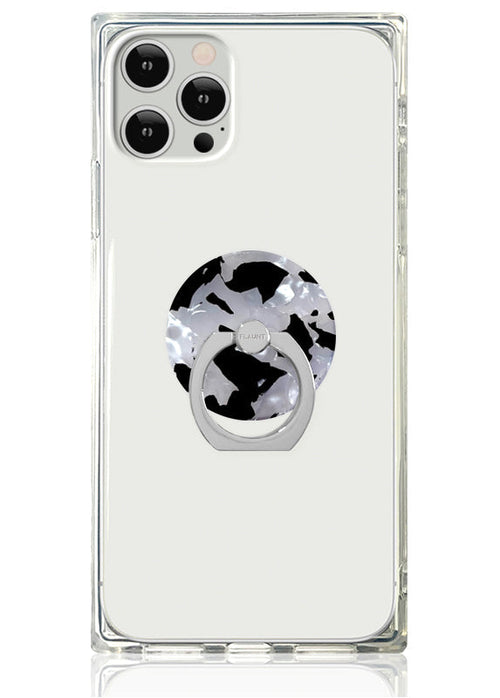 Black & White Tortoise Shell Adhesive Phone Ring Stand
