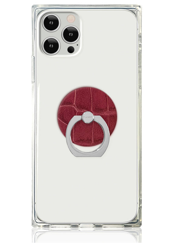 Burgundy Crocodile Faux Leather Adhesive Phone Ring Stand