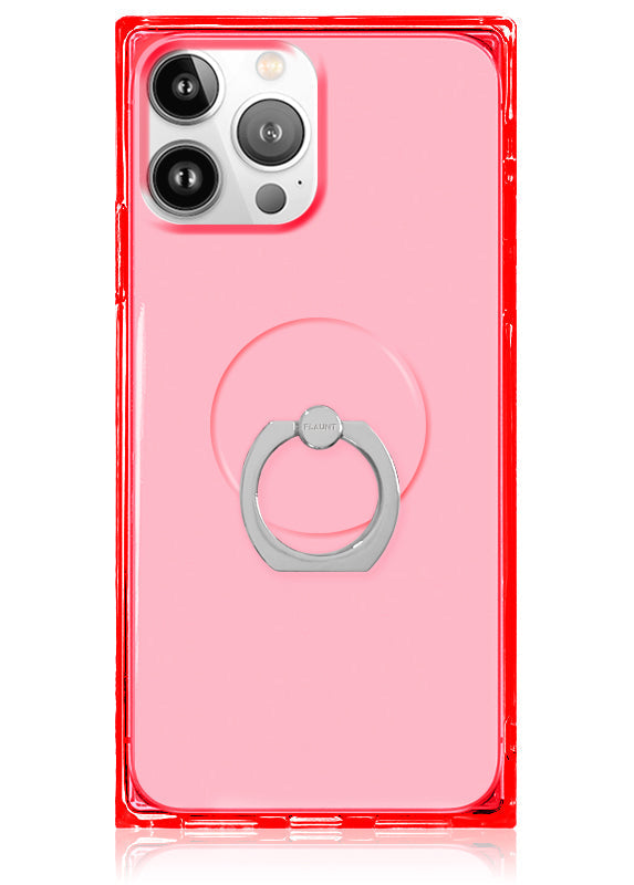 Clear Neon Pink Adhesive Phone Ring Stand