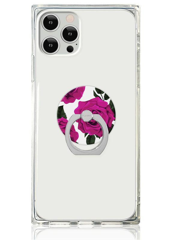 Fuchsia Rose Print Adhesive Phone Ring Stand