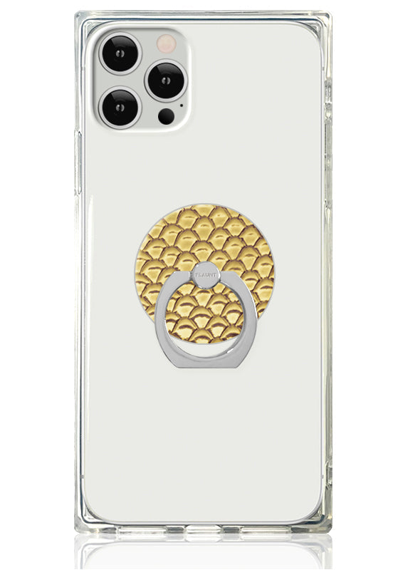 Gold Metallic Snakeskin Faux Leather Adhesive Phone Ring Stand