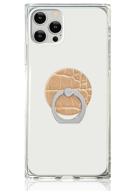 Tan Crocodile Faux Leather Adhesive Phone Ring Stand