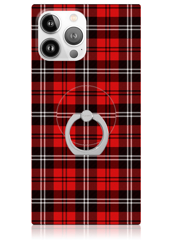 Red Plaid Adhesive Phone Ring Stand