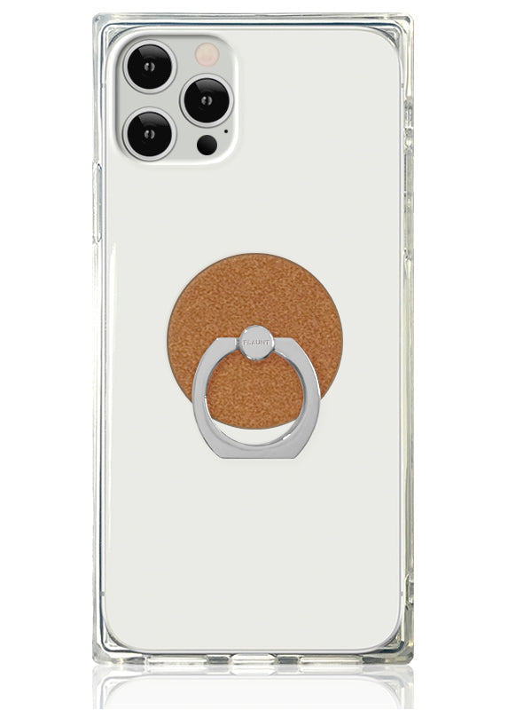 Tan Suede Faux Leather Adhesive Phone Ring Stand