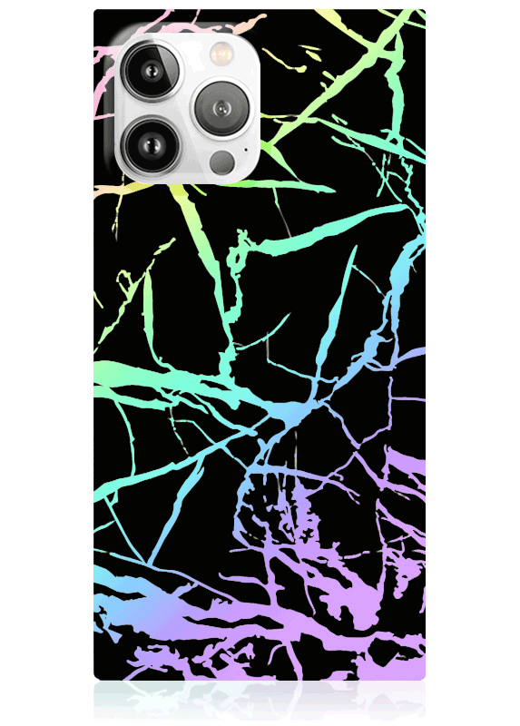 SQUARE® Holographic Black Marble iPhone Case