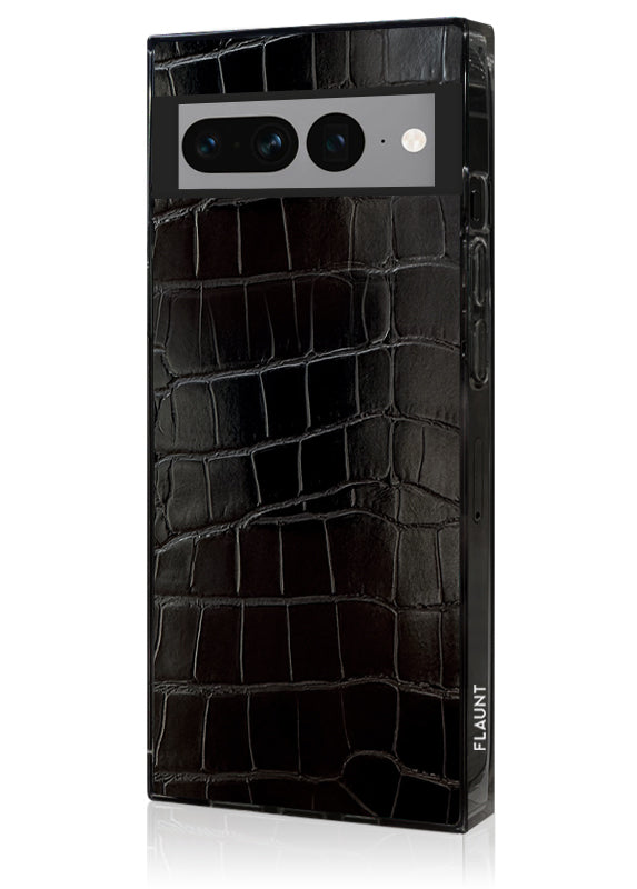 SQUARE® Black Crocodile Faux Leather Pixel Case