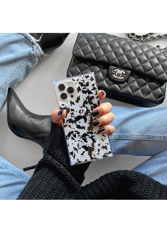 SQUARE® Black & White Tortoise Shell iPhone Case