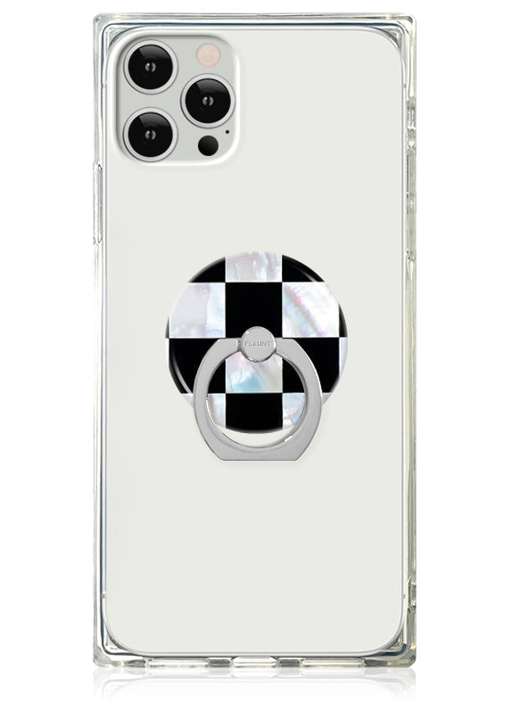 Checkered Mother of Pearl Adhesive Phone Ring Stand