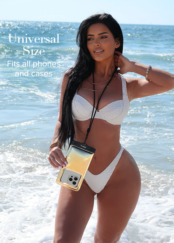 Gold Metallic Waterproof Phone Pouch