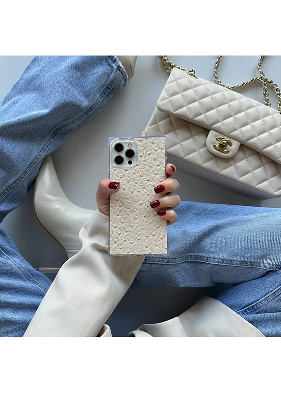 SQUARE® Ivory Ostrich Faux Leather Galaxy Case