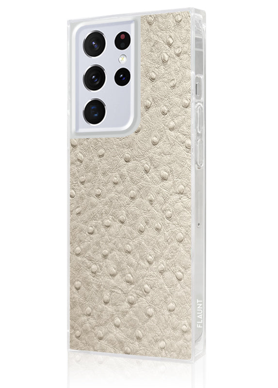SQUARE® Ivory Ostrich Faux Leather Galaxy Case