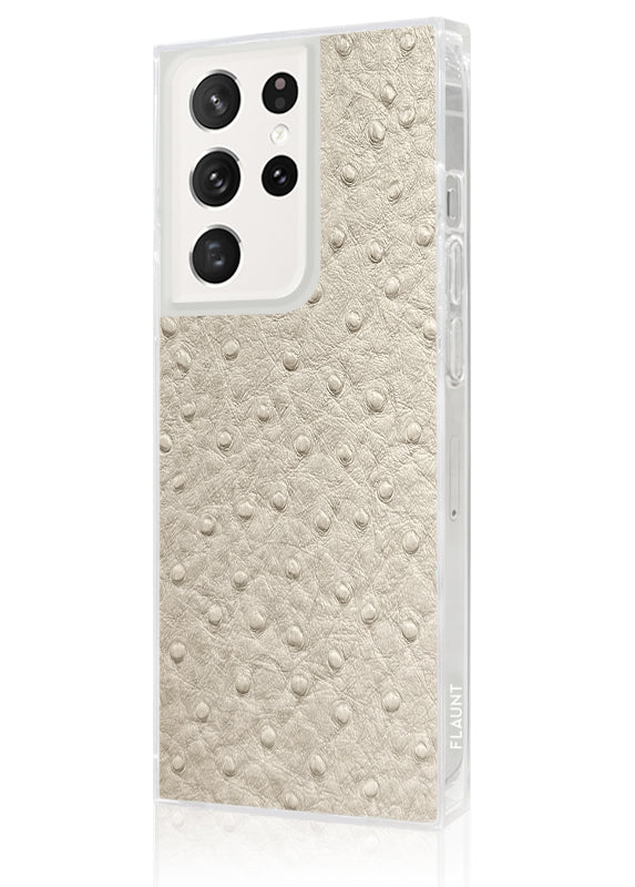 SQUARE® Ivory Ostrich Faux Leather Galaxy Case