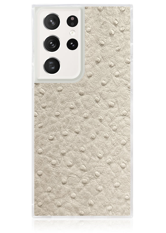 SQUARE® Ivory Ostrich Faux Leather Galaxy Case