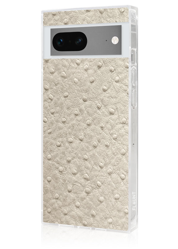 SQUARE® Ivory Ostrich Faux Leather Pixel Case