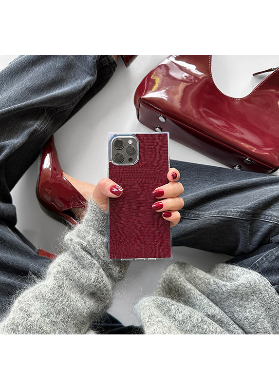 SQUARE® Burgundy Lizard Faux Leather Pixel Case