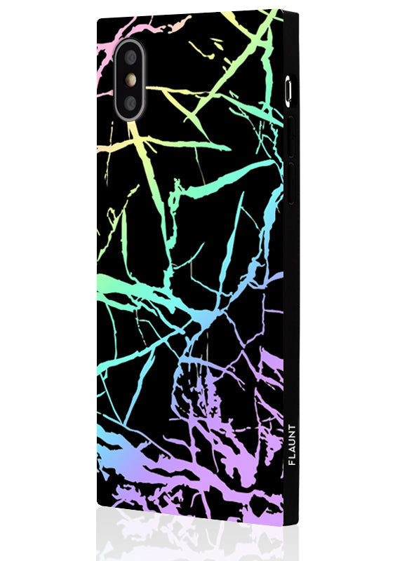 SQUARE® Holographic Black Marble iPhone Case