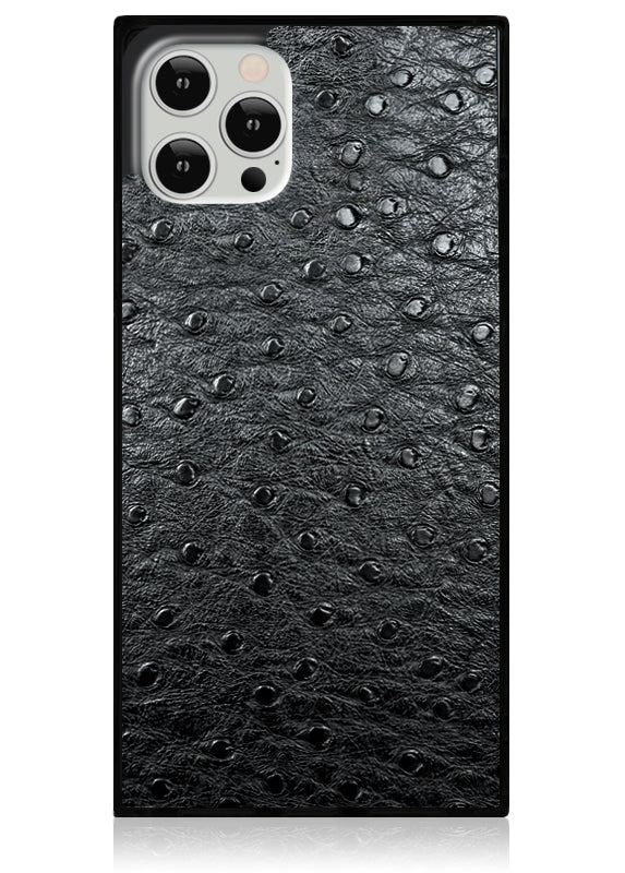 SQUARE® Black Ostrich Faux Leather iPhone Case