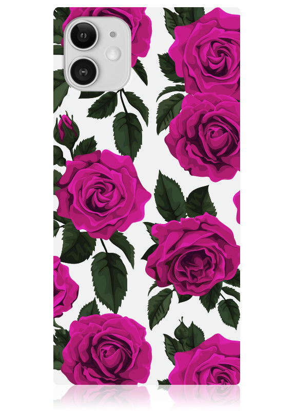 SQUARE® Fuchsia Rose Print iPhone Case