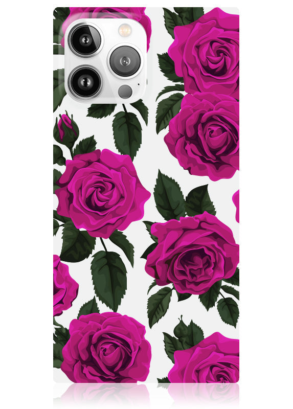 SQUARE® Fuchsia Rose Print iPhone Case