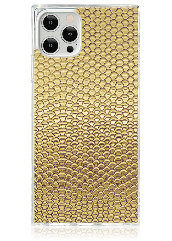 SQUARE® Gold Metallic Snakeskin Faux Leather iPhone Case