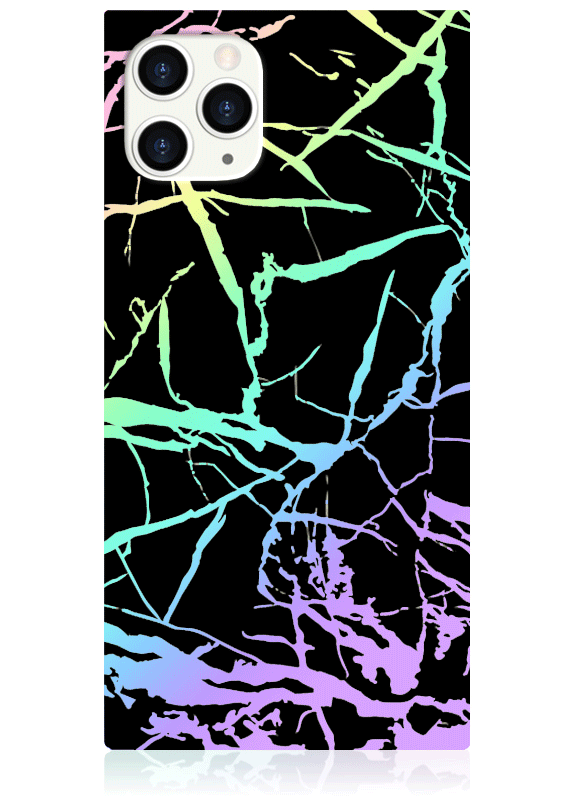 SQUARE® Holographic Black Marble iPhone Case