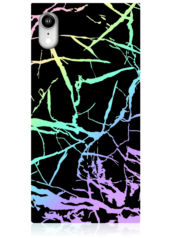 SQUARE® Holographic Black Marble iPhone Case
