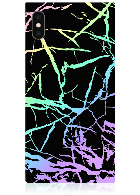 SQUARE® Holographic Black Marble iPhone Case