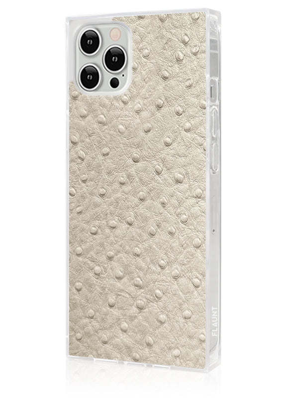 SQUARE® Ivory Ostrich Faux Leather iPhone Case