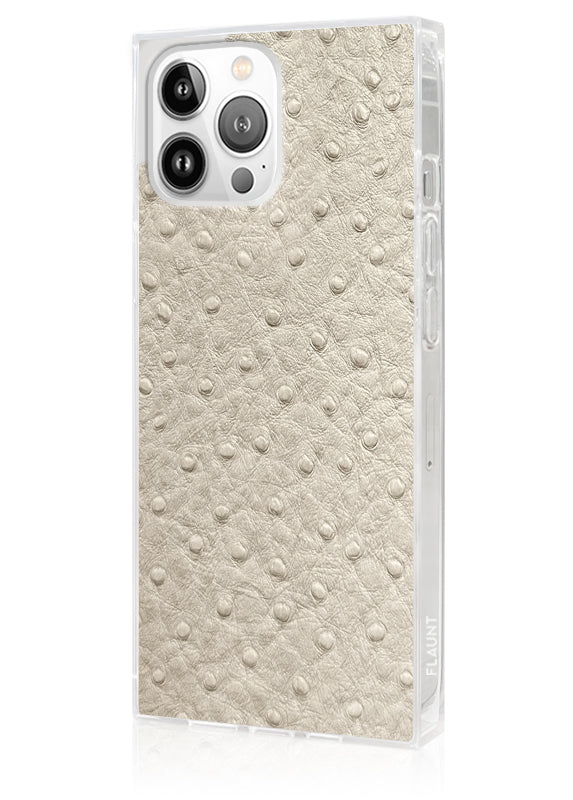 SQUARE® Ivory Ostrich Faux Leather iPhone Case