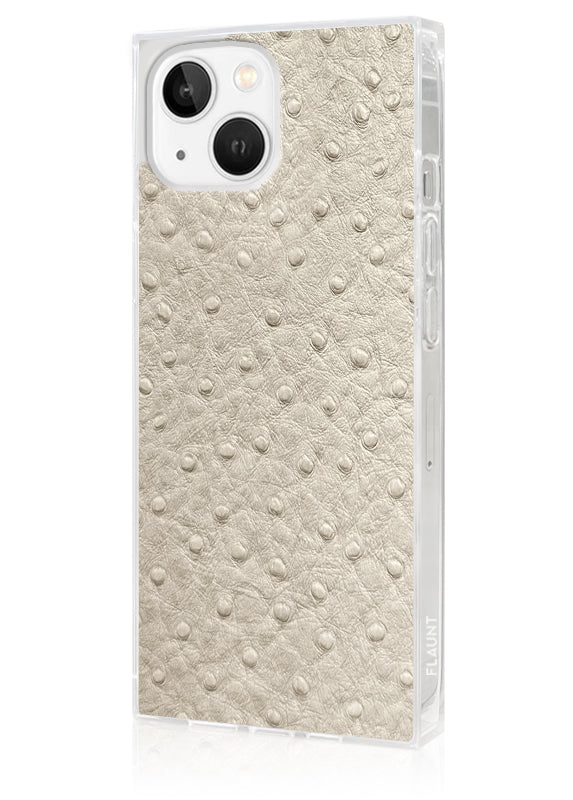 SQUARE® Ivory Ostrich Faux Leather iPhone Case