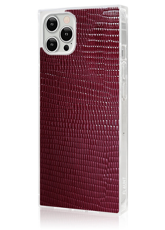 SQUARE® Burgundy Lizard Faux Leather iPhone Case