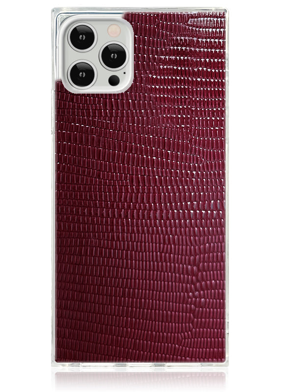 SQUARE® Burgundy Lizard Faux Leather iPhone Case