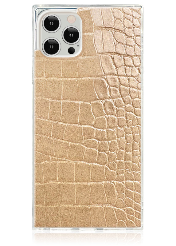 SQUARE® Tan Crocodile Faux Leather iPhone Case