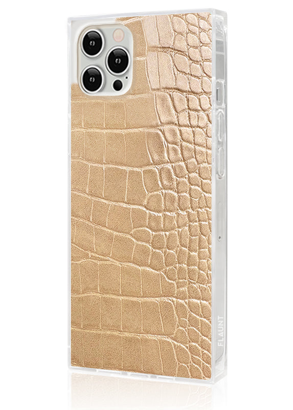 SQUARE® Tan Crocodile Faux Leather iPhone Case