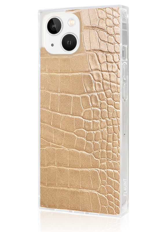 SQUARE® Tan Crocodile Faux Leather iPhone Case