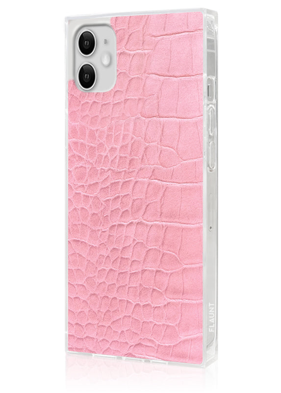 SQUARE® Pink Crocodile Faux Leather iPhone Case