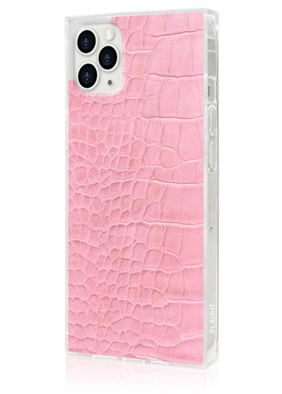 SQUARE® Pink Crocodile Faux Leather iPhone Case