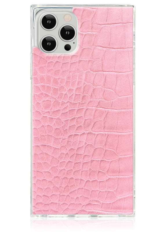 SQUARE® Pink Crocodile Faux Leather iPhone Case