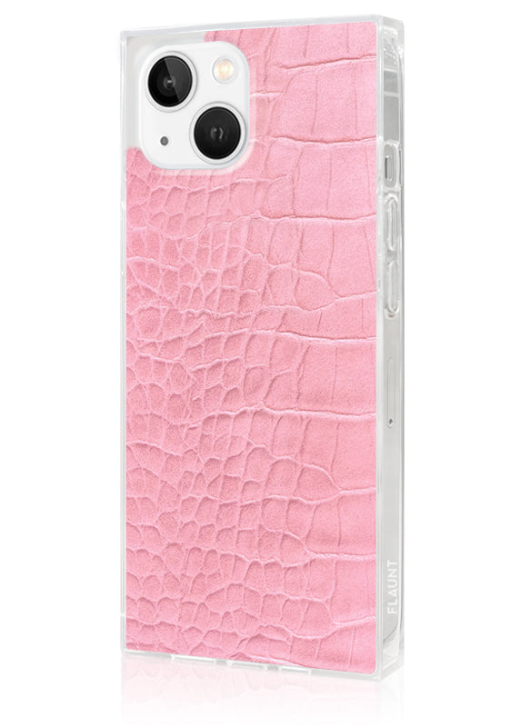 SQUARE® Pink Crocodile Faux Leather iPhone Case