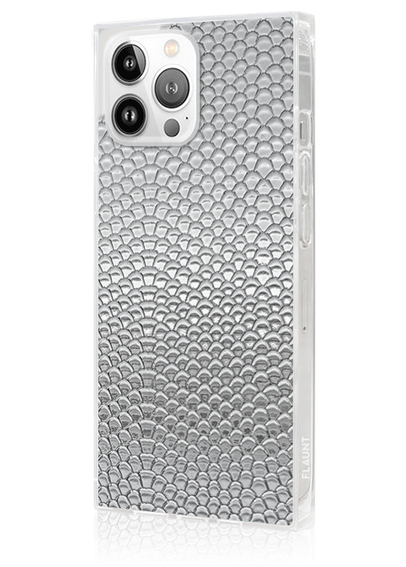 SQUARE® Silver Metallic Snakeskin Faux Leather iPhone Case