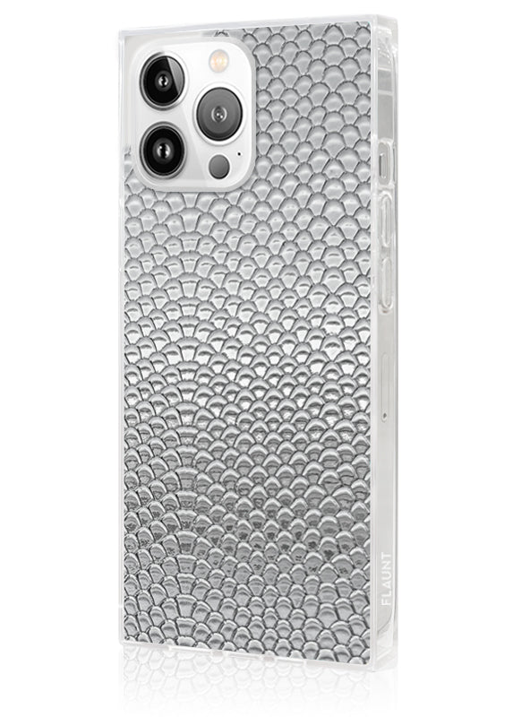 SQUARE® Silver Metallic Snakeskin Faux Leather iPhone Case