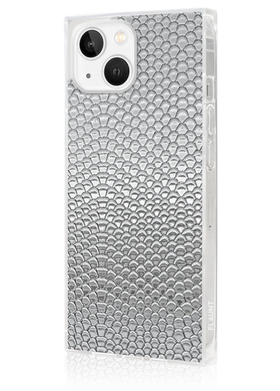 SQUARE® Silver Metallic Snakeskin Faux Leather iPhone Case