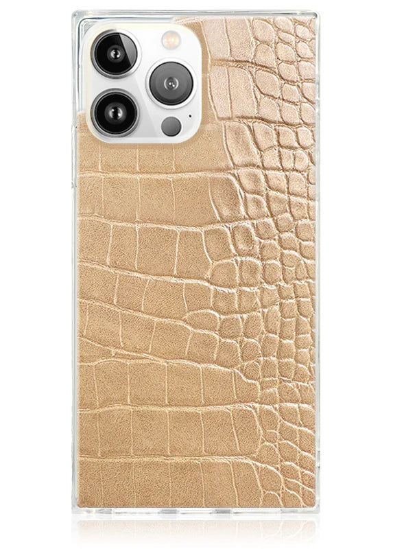 SQUARE® Tan Crocodile Faux Leather iPhone Case