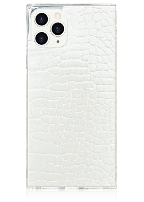 SQUARE® White Crocodile Faux Leather iPhone Case