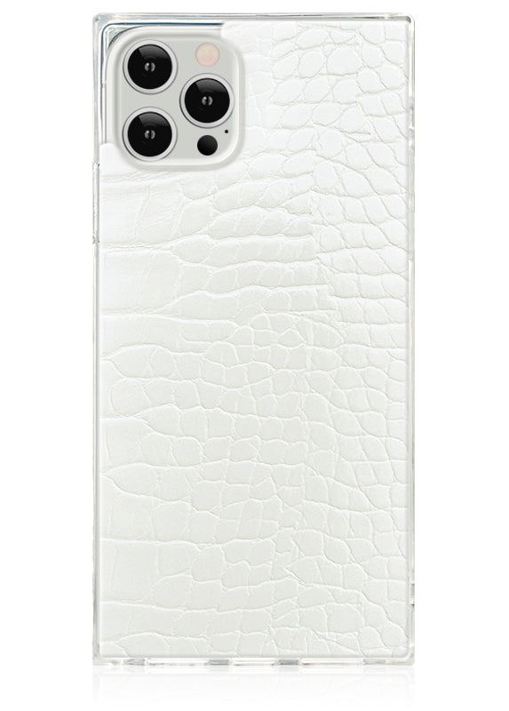 SQUARE® White Crocodile Faux Leather iPhone Case