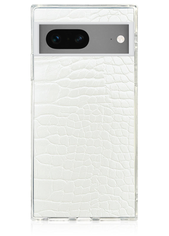 SQUARE® White Crocodile Faux Leather Pixel Case