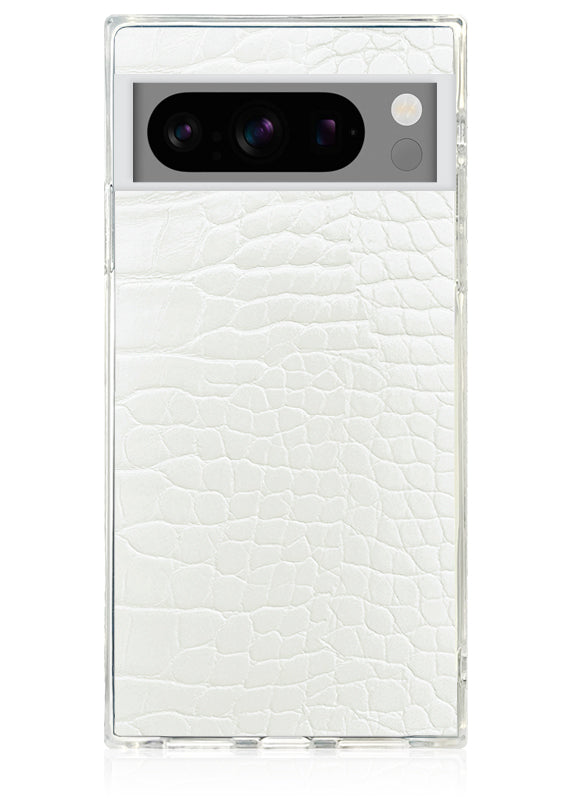 SQUARE® White Crocodile Faux Leather Pixel Case
