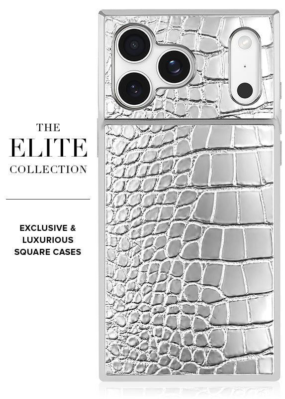 Elite Collection - SQUARE® Chromed Silver Faux Croc iPhone Case