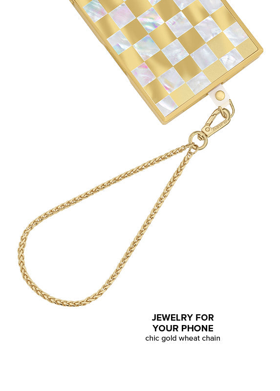 Gold Wheat Braid Chain Phone Charm